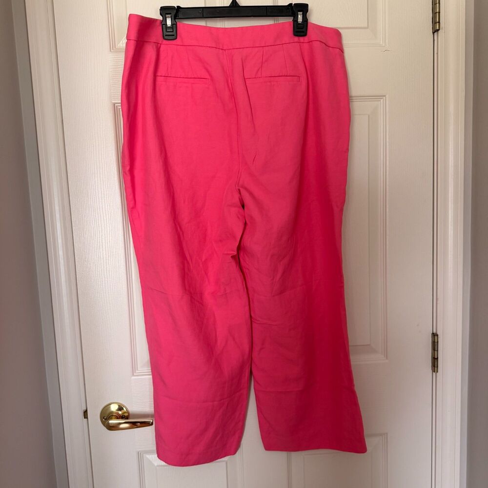 Talbots Greenwich Pant Pink Wide Leg Linen Blend Pants Plus Petite 16WP Pockets - Picture 2 of 6